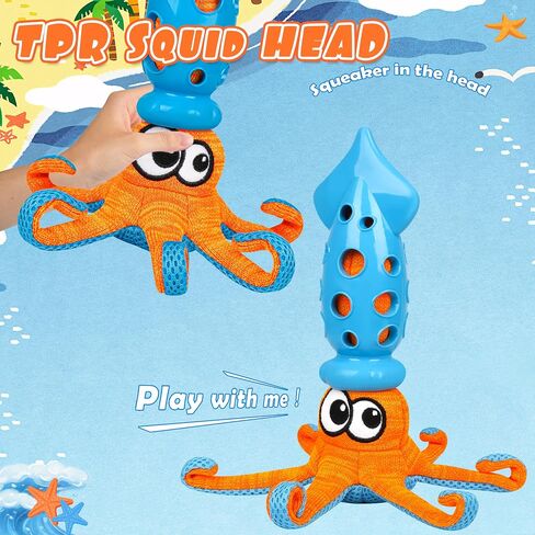 Squid Shaped Squeaky Dog Toys, Interactive tug of war and Teething Dog Toys, Safe TPR Material, Cute pet Toys for Dogs, Slinky Design for Fun Play(Blue) in Saudi Arabia