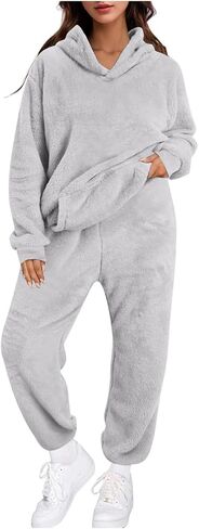 بيجامات السيدات يضع 2 قطعة غامضة الصوف للنساء للنساء الدافئ و sweatpant مجموعات صالة الشتاء الشتوية الفخمة in Kuwait