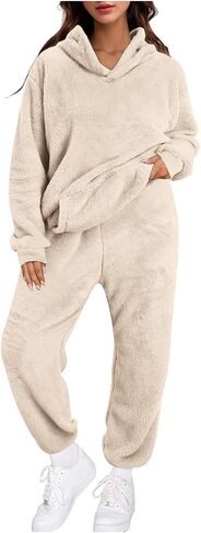 بيجامات السيدات يضع 2 قطعة غامضة الصوف للنساء للنساء الدافئ و sweatpant مجموعات صالة الشتاء الشتوية الفخمة in Kuwait