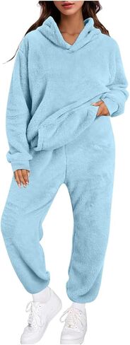 بيجامات السيدات يضع 2 قطعة غامضة الصوف للنساء للنساء الدافئ و sweatpant مجموعات صالة الشتاء الشتوية الفخمة in Kuwait