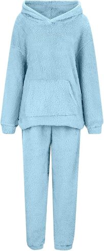 بيجامات السيدات يضع 2 قطعة غامضة الصوف للنساء للنساء الدافئ و sweatpant مجموعات صالة الشتاء الشتوية الفخمة in Kuwait