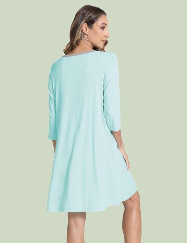 GYS Bamboo Viscose Women's Nightgowns 3/4 Sleeve V Neck Comfy Knee-length Sleepwear in Saudi Arabia