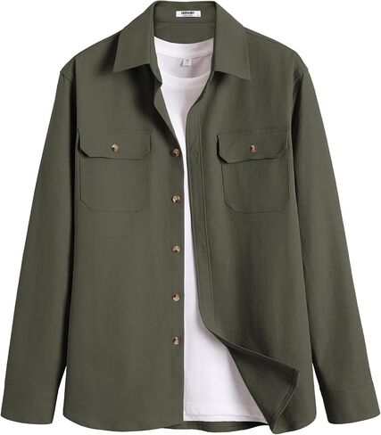 COOFANDY Mens Shirt Jacket Casual Button Up Shirts Long Sleeve Lightweight Shacket with Flap Pockets in Saudi Arabia
