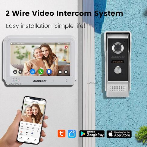 WIRELES WIFI VIDEO DOOBBLEST INTELOD ، 1080P فيديو باب فيديو مع شاشة ، 7 بوصة شاشة باب الشاشة هاتف ، لا رسوم شهرية ، TUYA APP Remote Intercom (الطاقة السلكية) in Kuwait