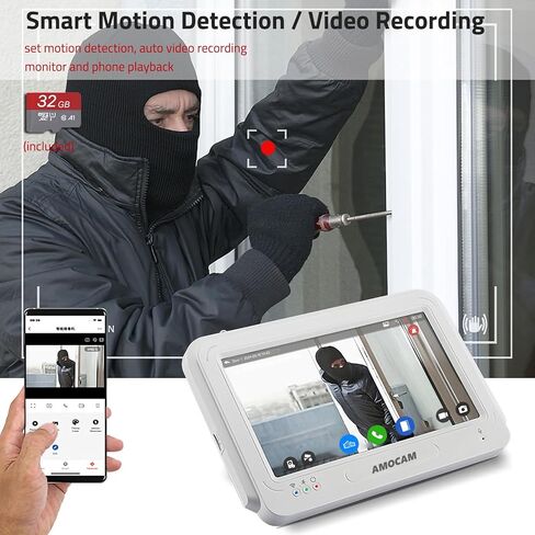 WIRELES WIFI VIDEO DOOBBLEST INTELOD ، 1080P فيديو باب فيديو مع شاشة ، 7 بوصة شاشة باب الشاشة هاتف ، لا رسوم شهرية ، TUYA APP Remote Intercom (الطاقة السلكية) in Kuwait