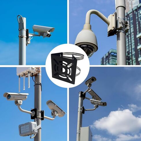 Vertical Pole Mount Bracket Telephone Pole AP Access Point Client CPE Vertical Pole Mount Adapter for CCTV Security Camera PTZ Dome Indoor Outdoor with 2 Hoops (1 Pack) in Kuwait