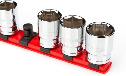 TEKTON 1/2 Inch Drive 2-Rail Socket Organizer Set, Red (30-Tool) | OST23130 | Made in USA in Saudi Arabia