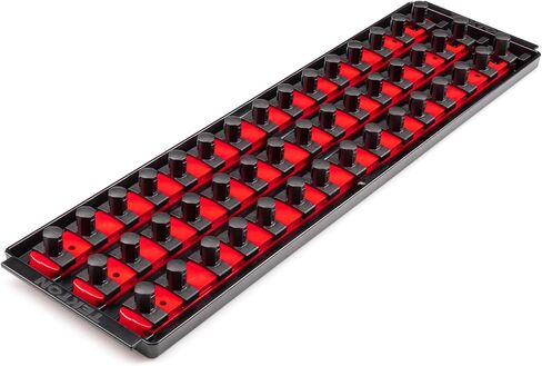 TEKTON 1/2 Inch Drive 2-Rail Socket Organizer Set, Red (30-Tool) | OST23130 | Made in USA in Saudi Arabia