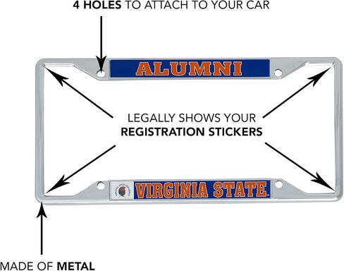 Desert Cactus Virginia State University Car Accessories Trojans Metal License Plate Frame and Tag Holder for Front or Rear of Car (Alumni) in Saudi Arabia