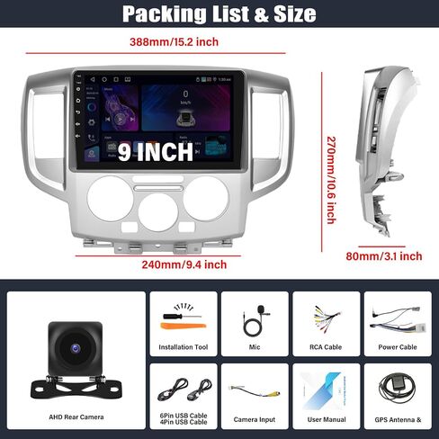 [2+64g] Amprime Android 13 Stereo لسيارة Nissan NV200 2013-2019 مع Carplay و Android Auto ، 9 بوصة راديو سيارة تعمل باللمس مع Bluetooth FM/RDS Radio Hifi EQ WiFi GPS Dual USB+كاميرا احتياطية in Saudi Arabia