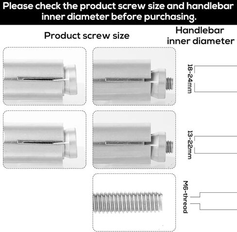 2 Pack Expansion Screw for Motorcycle, Motorcycle Bar Ends Mounting Screw Set, Universal 13-24mm for 7/8''Handle Bar End Plugs Side Mirror Electric Dirt Bike Scooter in Saudi Arabia