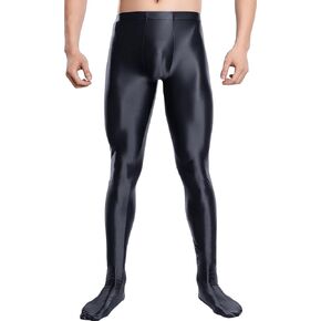 Men's Shiny Oily Tight Leggings Sport Glossy Skinny Pantyhose Elastic for Fitness Yoga Workout M-XXL in Kuwait