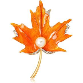 Dreuyet Maple Leaf Brooch Pin for Women Rhinestone Crystal Fall عيد الشكر عتيقة ميناء مينا Leaf M0s Pin Party Prom Wedder in Saudi Arabia