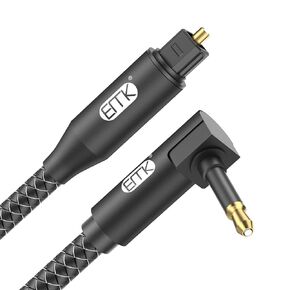 EMK Optical Audio Cable Optical Cable Digital Fiber Optic Toslink Cable for Sound Bar, TV, PS4, Xbox, Home Theater & More (2 Feet/0.6M, Slim Nylon Braided, Black1) in Kuwait