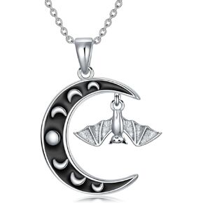 Black Cat/Dragon/Fox/Wolf Necklace 925 Sterling Silver Celtic Moon Pentagram Pendant Gothic Jewelry Goth Halloween Gifts for Women in Saudi Arabia