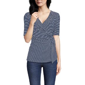 Lands' End Women's Elbow Sleeve Lightweight Jersey Side Tie Blouse in Saudi Arabia