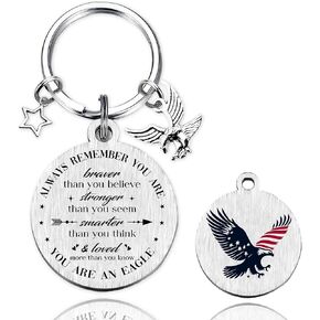 Patriots Gifts American Flag Keychain - America United States Map Keychains, Inspirational USA Souvenir Keyring for Men Women in Kuwait