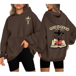 MAXIMGR Christian Sweatshirts for Women God Is Good Hoodies Oversized Jesus Religious Sweater Bible Verse Pullover Tops in Kuwait