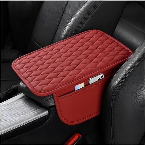 Car Center Console Cover, Leather Vehicle Armrest Seat Box Cushion Pad with Storage Bags, Waterproof Automotive Middle Console Protector, Universal for SUV RV Truck (Beige) in Saudi Arabia