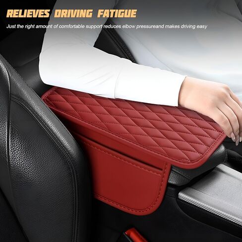Car Center Console Cover, Leather Vehicle Armrest Seat Box Cushion Pad with Storage Bags, Waterproof Automotive Middle Console Protector, Universal for SUV RV Truck (Beige) in Saudi Arabia