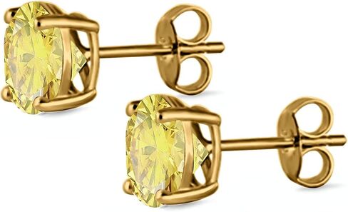 Stud Earrings Round Simulated Cubic Zirconia 925 Sterling Silver (3mm-12mm) in Kuwait