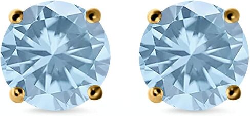 Stud Earrings Round Simulated Cubic Zirconia 925 Sterling Silver (3mm-12mm) in Kuwait