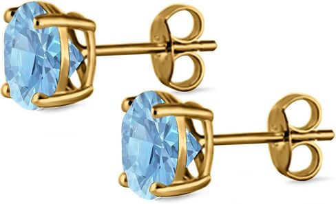 Stud Earrings Round Simulated Cubic Zirconia 925 Sterling Silver (3mm-12mm) in Kuwait