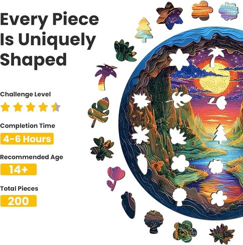 NiArt 200PCS Ocean World Wooden Jigsaw Puzzle for Adults, 18.2x18.2 Inch Precision Laser-Cut Pieces, Fun and Relaxing Home Decor Puzzle for Family Bonding, Stress Relief and Imagination Boost in Saudi Arabia