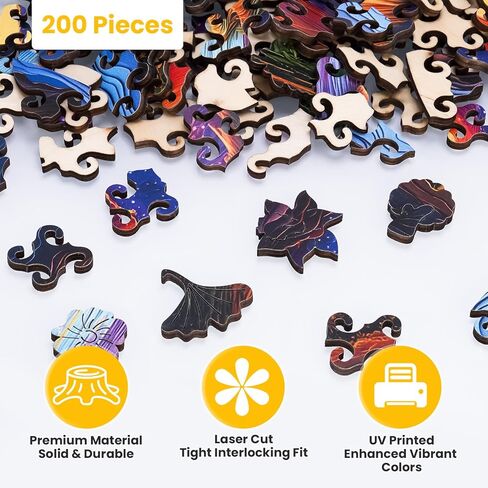 NiArt 200PCS Ocean World Wooden Jigsaw Puzzle for Adults, 18.2x18.2 Inch Precision Laser-Cut Pieces, Fun and Relaxing Home Decor Puzzle for Family Bonding, Stress Relief and Imagination Boost in Saudi Arabia