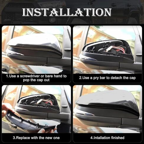 غلاف غلاف Gloss Black Side Mirror يناسب 2014-2023 Toyota 4runner & 2013-2015 RAV4 استبدال 87945-42160-B1 87915-42160-C4 in Saudi Arabia