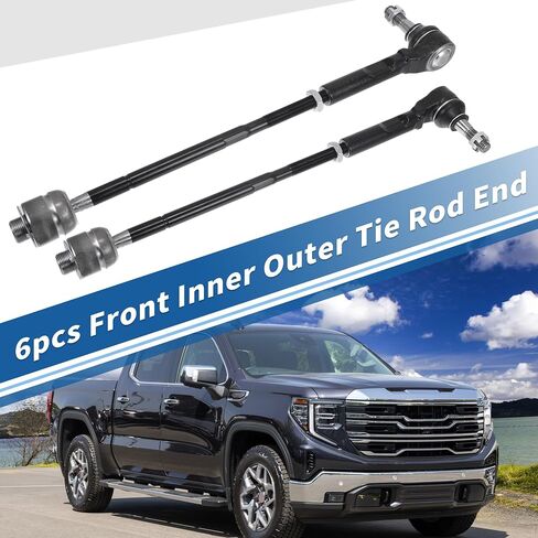 X AUTOHAUX 6pcs Front Inner Outer Tie Rod Ends Kit Suspension Steering Tie Rod End for GMC Savana 1500 2003-2014 for Chevrolet Express 2500 2003-2005 Drag Link No.ES80311/EV80191 in Saudi Arabia
