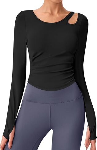 BMJL Womens Prockout Tops Build in Bra Active Long Sleeve T Shirt Yoga Athletic Gym Clother Crop Fall Dirts 2025 in Saudi Arabia