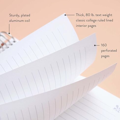 Erin Condren Journal For Women 7" X 9" Spiral Bound Dot Grid Notebook - Flora Peony, 5Mm Dot Gridnotebook, 80 Lb, Thick Paper, Stickers Included in Kuwait