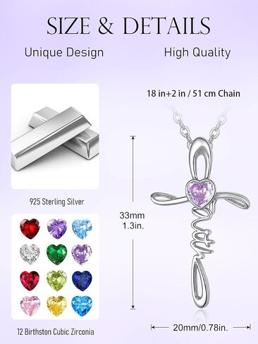 Tangpoet Faith Cross Necklace for Women 925 sterling Silver Faild of a custard pendant abledant delivery networs for birthday mothers day Christmas in Kuwait
