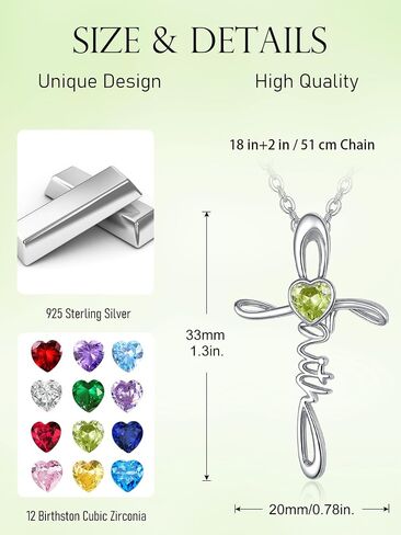 Tangpoet Faith Cross Necklace for Women 925 sterling Silver Faild of a custard pendant abledant delivery networs for birthday mothers day Christmas in Kuwait