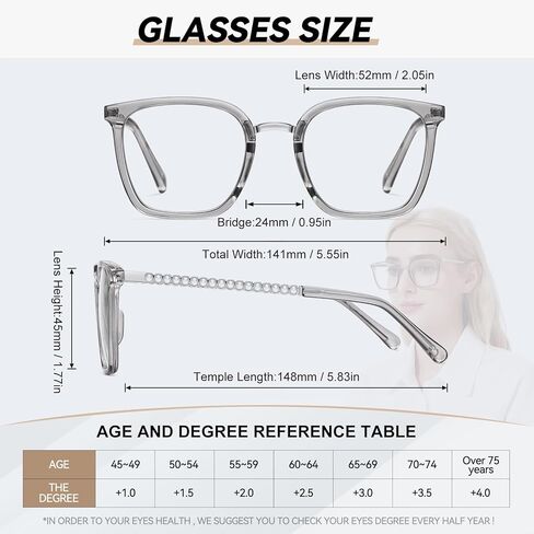 Oversized Reading Glasses for Women,Blue Light Blocking Spring Hinges Eyeglasses Anti UV Ray/Glare in Saudi Arabia