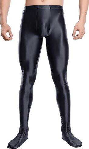 Men's Shiny Oily Tight Leggings Sport Glossy Skinny Pantyhose Elastic for Fitness Yoga Workout M-XXL in Kuwait