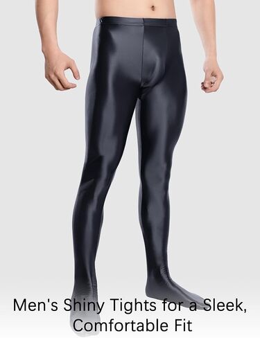 Men's Shiny Oily Tight Leggings Sport Glossy Skinny Pantyhose Elastic for Fitness Yoga Workout M-XXL in Kuwait