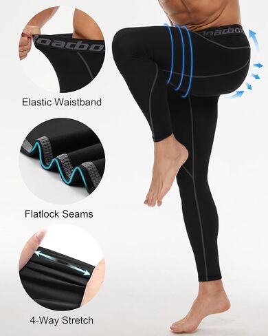 Roadbox Men’s Compression Pants Running Tights, Performance Sports Workout Leggings, Athletic Base Layer for Gym Basketball in Saudi Arabia