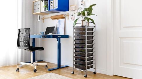 Seville Classics Rolling Utility Organizer Storage Cart ، للمكتب المنزلي ، المدرسة ، الفصل الدراسي ، سجل القصاصات ، هواية ، حرفة ، 15 درجًا ، أسود in Kuwait