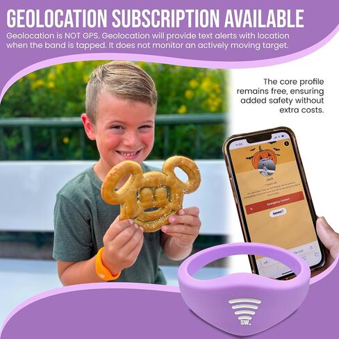 Kids ID Bracelet, Fitted NFC Safety Wristband, Waterproof Slip-On ID Band | Waterproof silicone; not GPS; wrist or ankle wear; ideal for theme parks, travel & beaches; slip-on fit in Kuwait