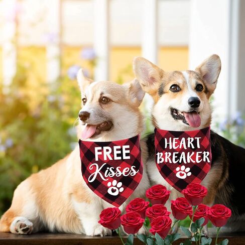 STMK 4 Pack Valentine’s Day Dog Bandanas, Valentines Dog Bandanas Scarf Dog Valentines Bandana for Medium Large Dogs Pets (Large) in Kuwait