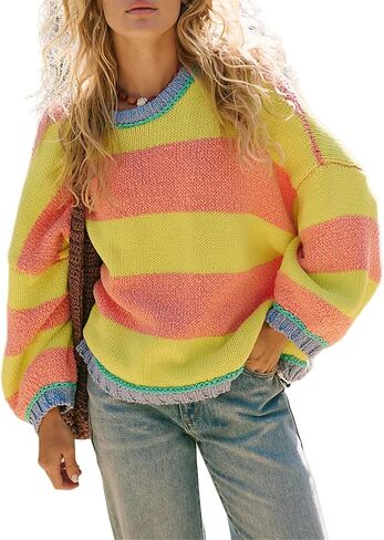 Vintage Sweaters for Women Crewneck Long Sleeve Preppy Oversized Knit Pullover Tops Downtown Girl Aesthetic Clothes in Saudi Arabia