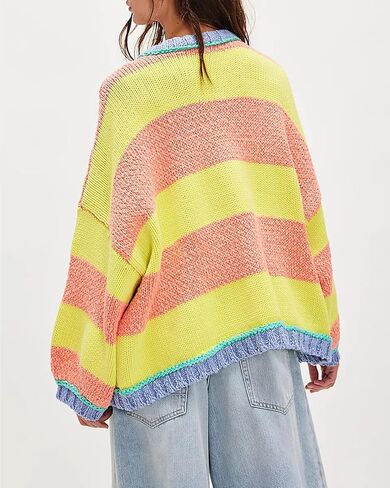 Vintage Sweaters for Women Crewneck Long Sleeve Preppy Oversized Knit Pullover Tops Downtown Girl Aesthetic Clothes in Saudi Arabia