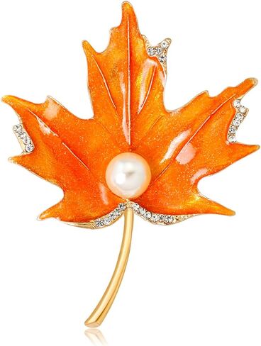 Dreuyet Maple Leaf Brooch Pin for Women Rhinestone Crystal Fall عيد الشكر عتيقة ميناء مينا Leaf M0s Pin Party Prom Wedder in Saudi Arabia