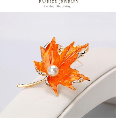 Dreuyet Maple Leaf Brooch Pin for Women Rhinestone Crystal Fall عيد الشكر عتيقة ميناء مينا Leaf M0s Pin Party Prom Wedder in Saudi Arabia