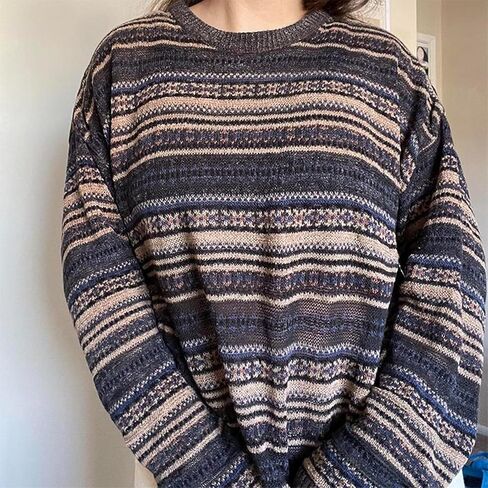 Vintage Sweaters for Women Crewneck Long Sleeve Preppy Oversized Knit Pullover Tops Downtown Girl Aesthetic Clothes in Saudi Arabia
