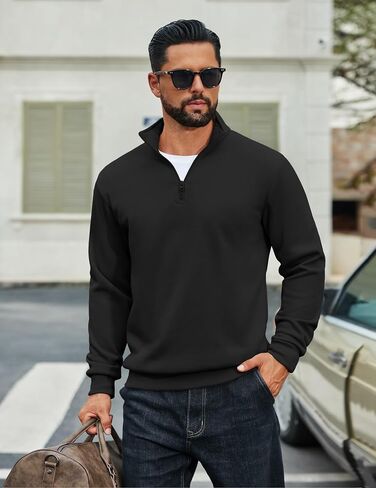 COOFANDY Men Quarter Zip Up Pullover Lightweight Mock Neck Sweatshirt Casual Active Long Sleeve Polo Shirt in Saudi Arabia