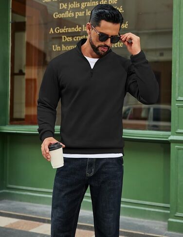 COOFANDY Men Quarter Zip Up Pullover Lightweight Mock Neck Sweatshirt Casual Active Long Sleeve Polo Shirt in Saudi Arabia