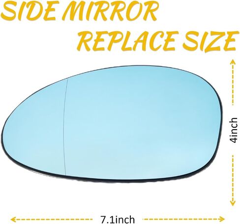 1 Pair Mirror Glass Blue Heated Left & Right Side for BMW 128i 325i 328i 335i 330i 330xi Z4 E86 E88 E90 E91 E92 E93，with Backing Plate Heated Tinted in Saudi Arabia